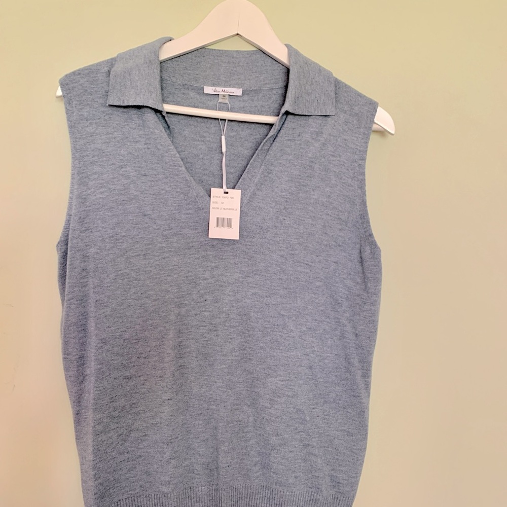 Heather blue sleeveless collared tank. Soft material. Medium. New with tags.